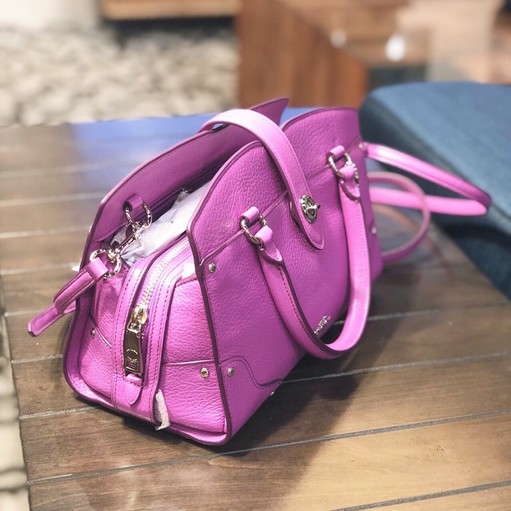 coach small mercer satchel crossbody purple - Picture 2 of 7